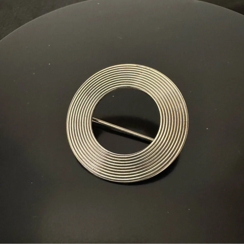 Beau Sterling Modernist Brooch Concentric Circle Design Vintage Mid Century